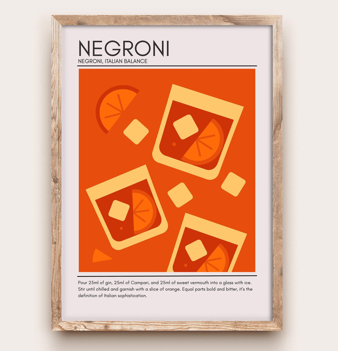 Negroni Art Deco Cocktail Print Elegant Drink Poster Bar Wall Art Mixology Decor Cocktail Lover Gift Classic Beverage Artwork