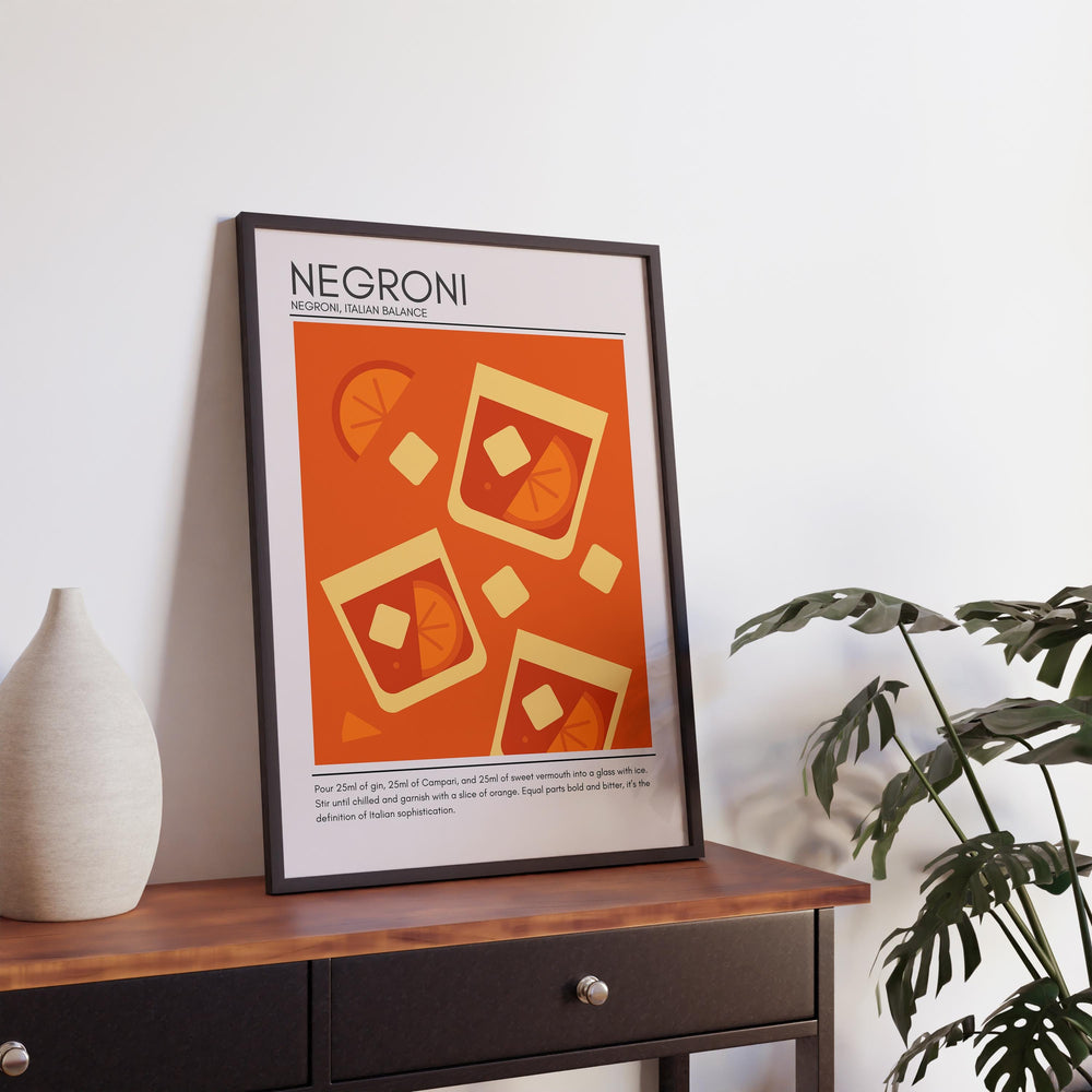 Negroni Art Deco Cocktail Print Elegant Drink Poster Bar Wall Art Mixology Decor Cocktail Lover Gift Classic Beverage Artwork