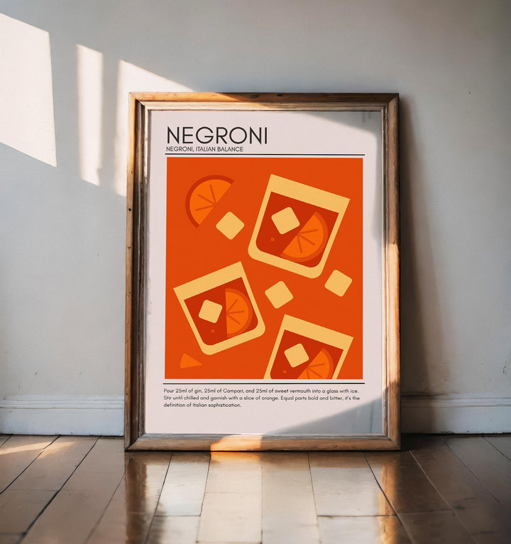 Negroni Art Deco Cocktail Print Elegant Drink Poster Bar Wall Art Mixology Decor Cocktail Lover Gift Classic Beverage Artwork