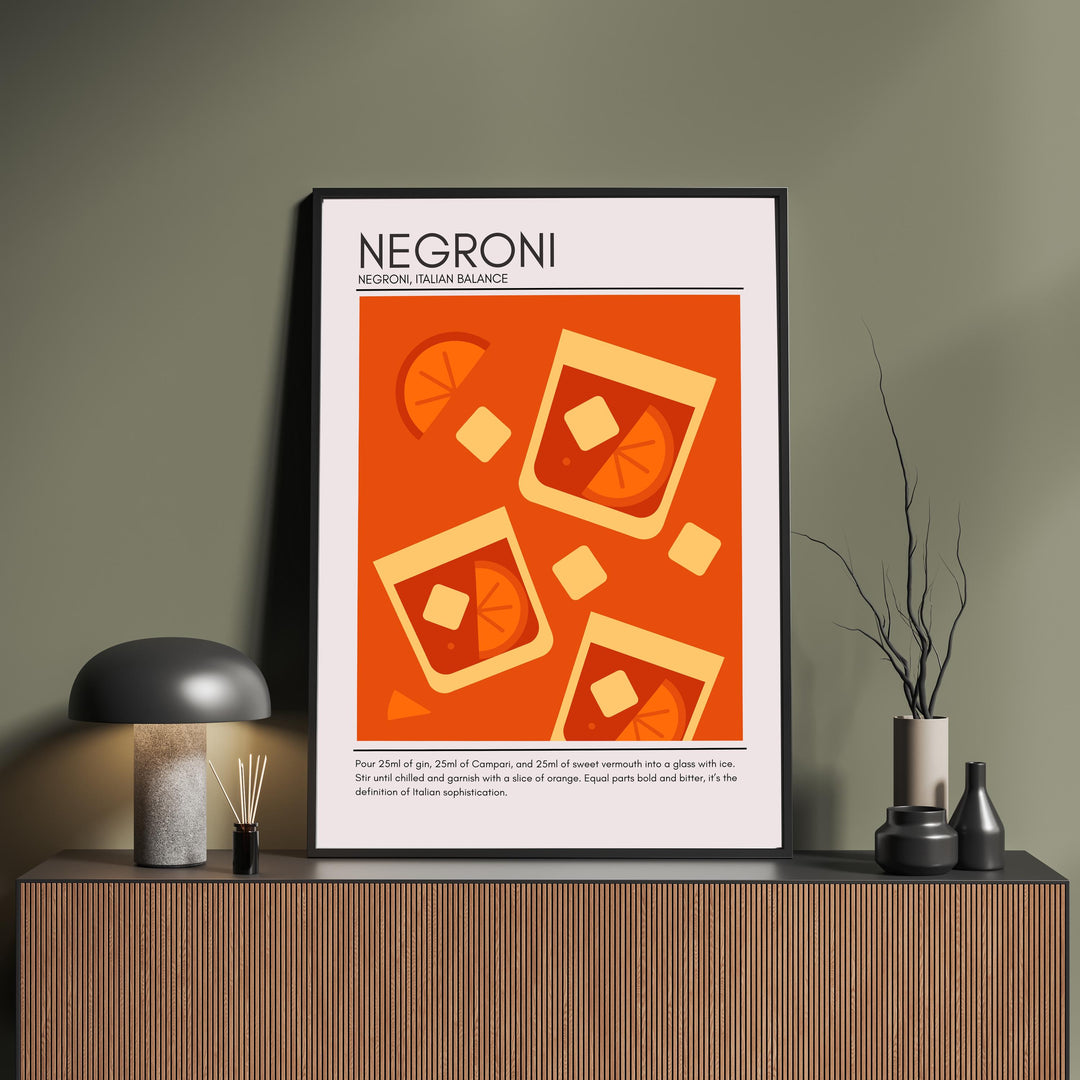 Negroni Art Deco Cocktail Print Elegant Drink Poster Bar Wall Art Mixology Decor Cocktail Lover Gift Classic Beverage Artwork