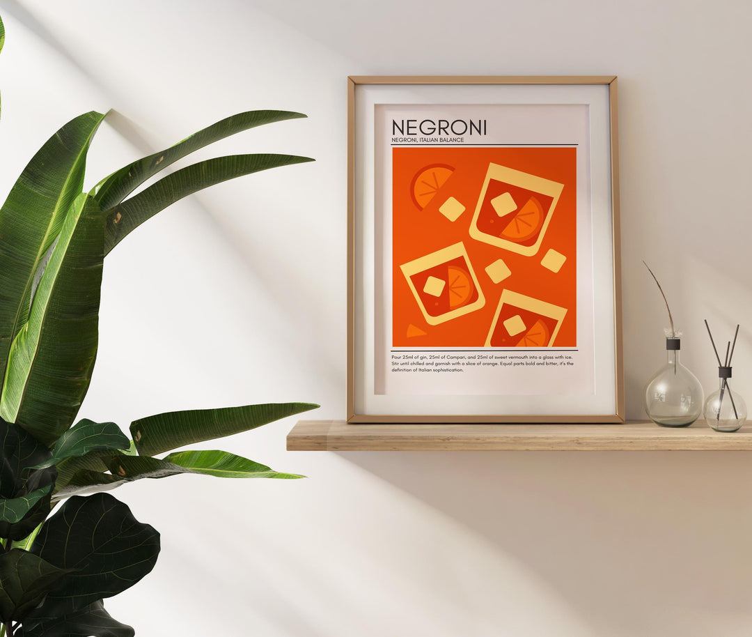 Negroni Art Deco Cocktail Print Elegant Drink Poster Bar Wall Art Mixology Decor Cocktail Lover Gift Classic Beverage Artwork
