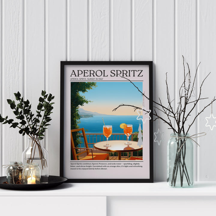 Aperol Spritz Art Deco Cocktail Print Elegant Drink Poster Bar Wall Art Cocktail Lover Gift Summer Decor Classic Beverage Artwork