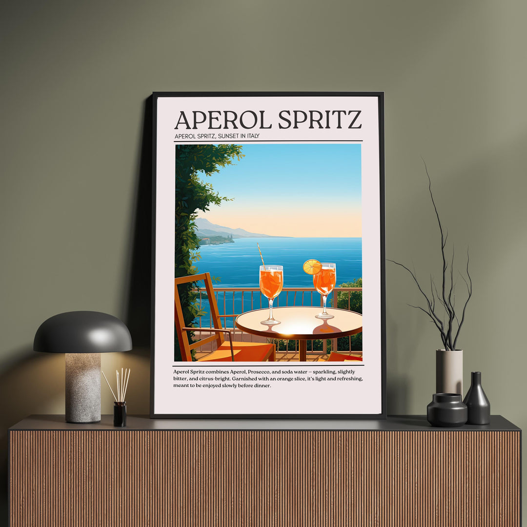 Aperol Spritz Art Deco Cocktail Print Elegant Drink Poster Bar Wall Art Cocktail Lover Gift Summer Decor Classic Beverage Artwork