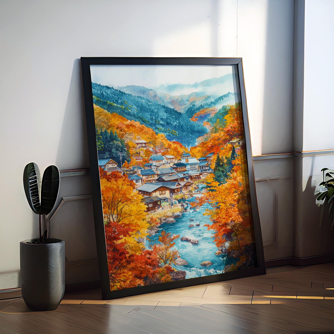 Hokkaido Japan Watercolor Poster Hokkaido Travel Print Japanese Landscape Painting Winter Wall Art Nature Decor Asia Souvenir