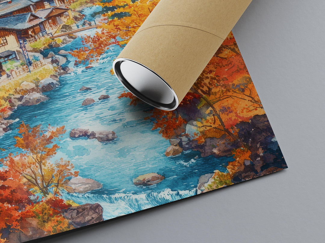 Hokkaido Japan Watercolor Poster Hokkaido Travel Print Japanese Landscape Painting Winter Wall Art Nature Decor Asia Souvenir