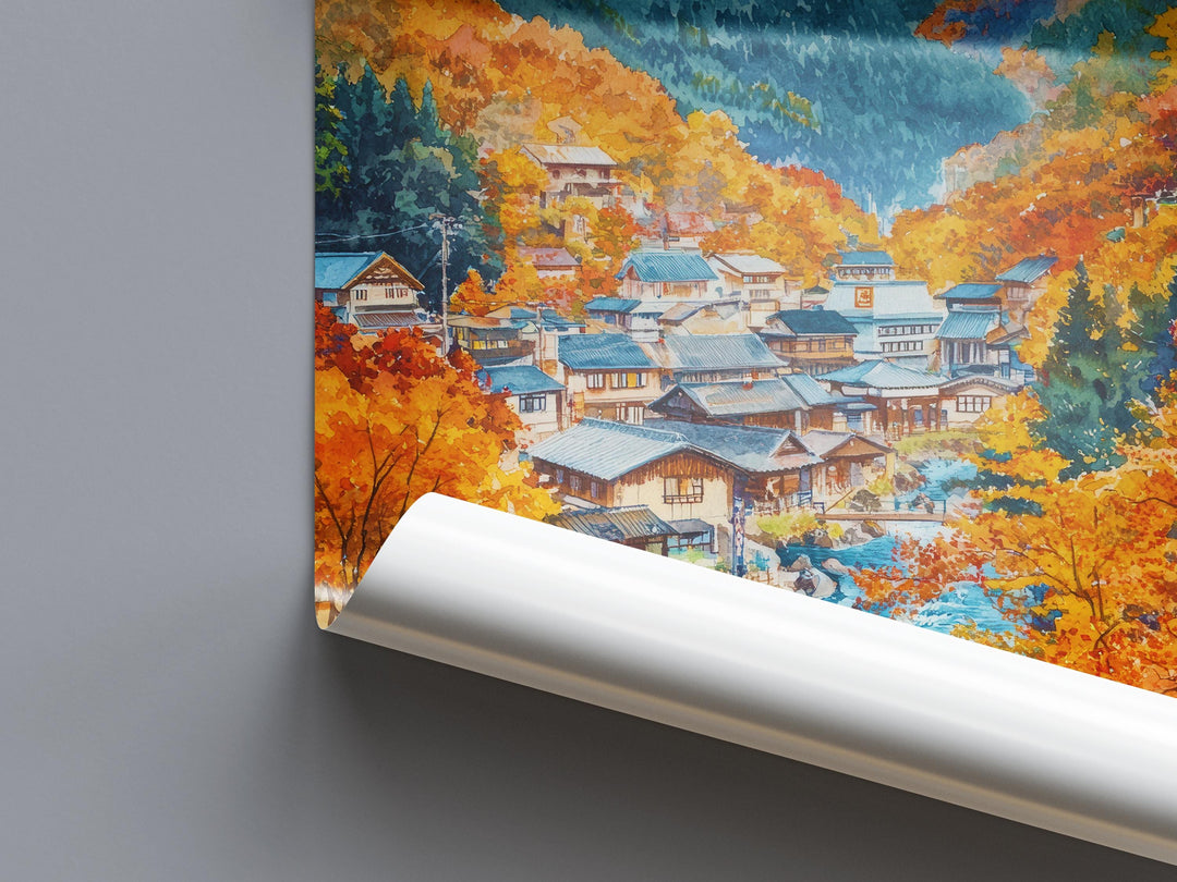 Hokkaido Japan Watercolor Poster Hokkaido Travel Print Japanese Landscape Painting Winter Wall Art Nature Decor Asia Souvenir