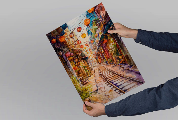 Hoi An Vietnam Watercolor Poster Hoi An Travel Print Lantern City Painting Asia Wall Art Cultural Decor Historic Souvenir