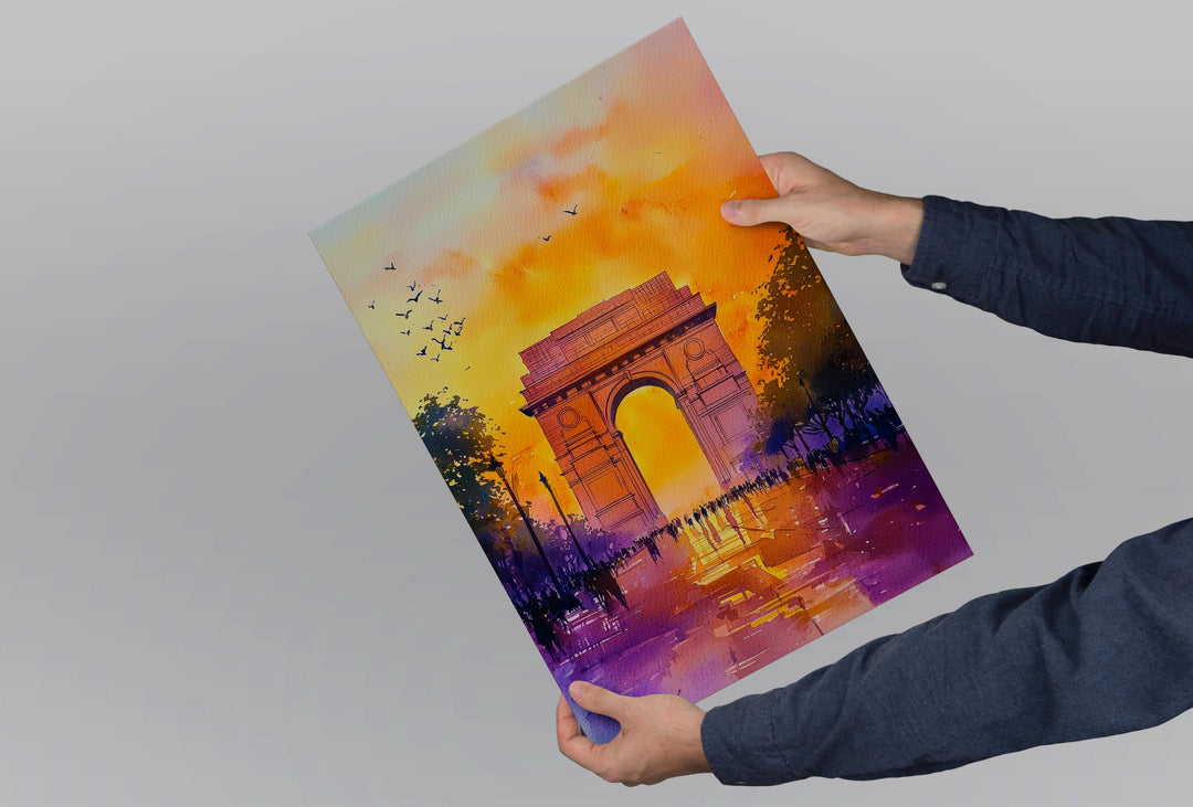 Delhi India Watercolor Poster Delhi Travel Print Indian City Painting Asia Wall Art Cultural Decor Historic Souvenir