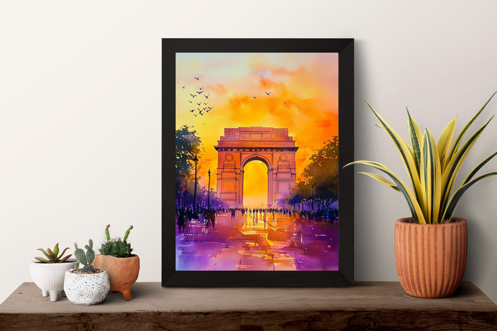 Delhi India Watercolor Poster Delhi Travel Print Indian City Painting Asia Wall Art Cultural Decor Historic Souvenir