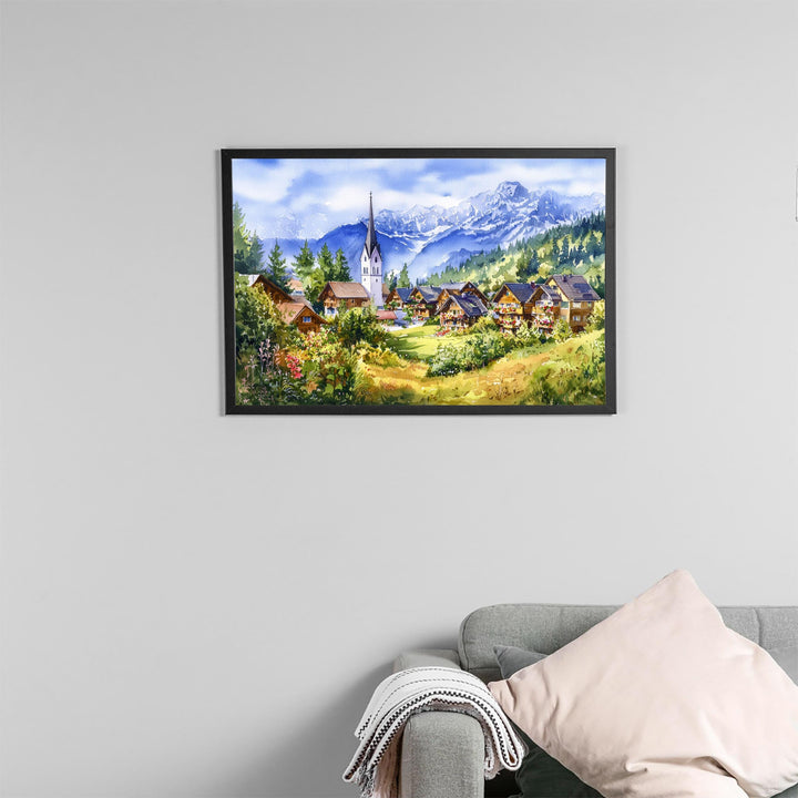 Seefeld Austria Watercolor Poster Seefeld Travel Print Alpine Village Painting Mountain Wall Art Tyrol Decor Europe Souvenir