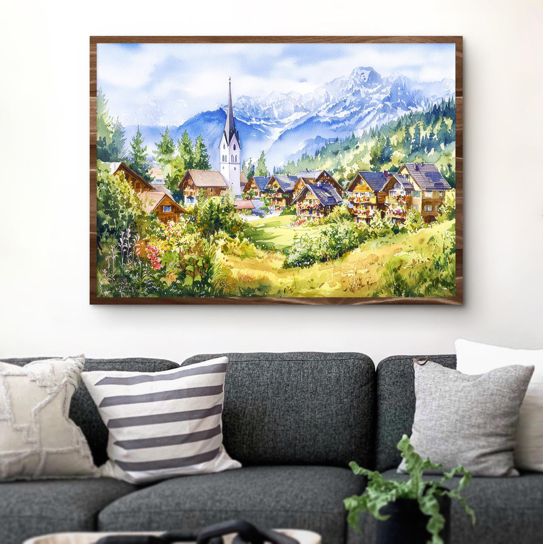 Seefeld Austria Watercolor Poster Seefeld Travel Print Alpine Village Painting Mountain Wall Art Tyrol Decor Europe Souvenir