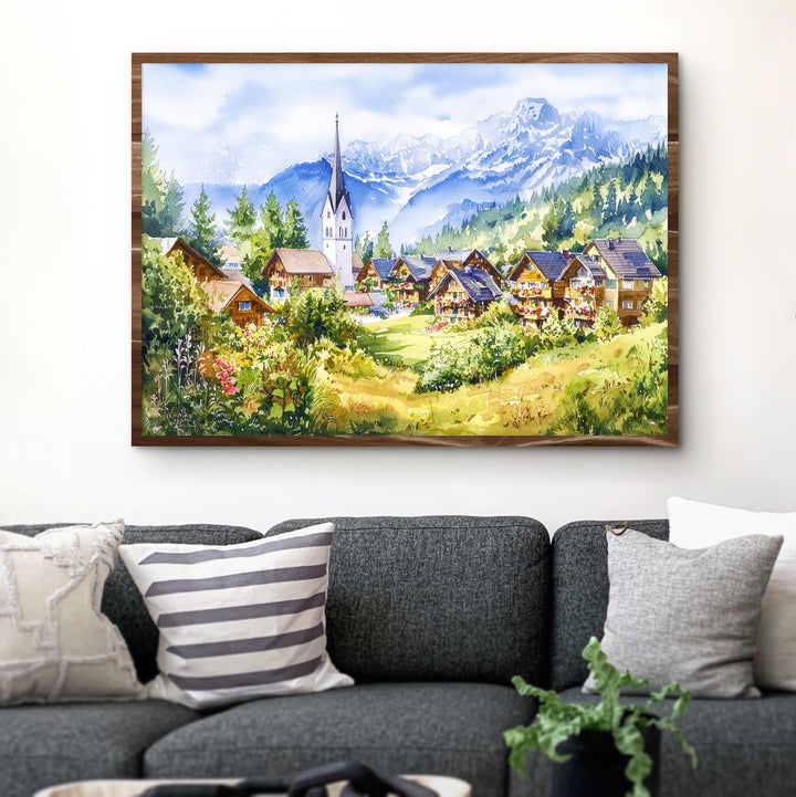 Seefeld Austria Watercolor Poster Seefeld Travel Print Alpine Village Painting Mountain Wall Art Tyrol Decor Europe Souvenir