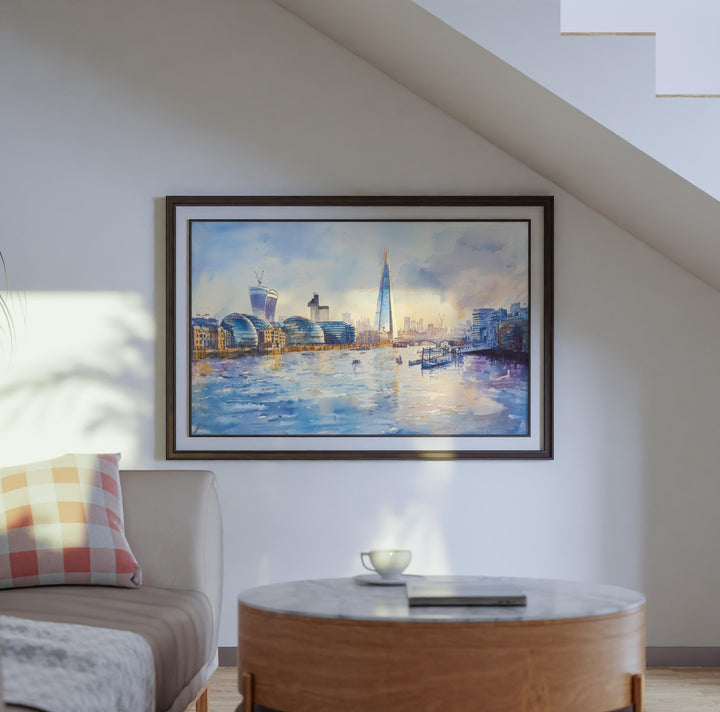 The Shard London Watercolor Poster London Travel Print City Skyline Painting Modern Architecture Wall Art UK Souvenir