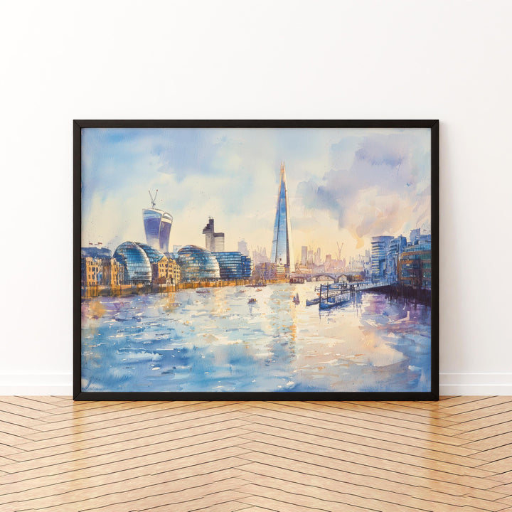 The Shard London Watercolor Poster London Travel Print City Skyline Painting Modern Architecture Wall Art UK Souvenir