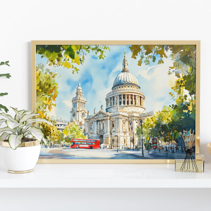 St Paul’s Cathedral London Watercolor Poster London Travel Print Historic Landmark Painting City Wall Art UK Decor Souvenir