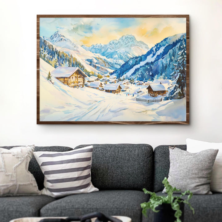 St Anton Austria Watercolor Poster St Anton Travel Print Ski Resort Painting Alpine Village Wall Art Tyrol Decor Souvenir
