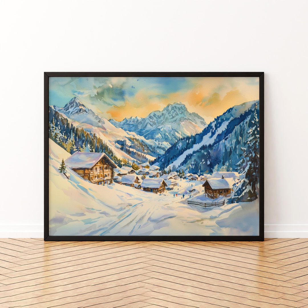 St Anton Austria Watercolor Poster St Anton Travel Print Ski Resort Painting Alpine Village Wall Art Tyrol Decor Souvenir