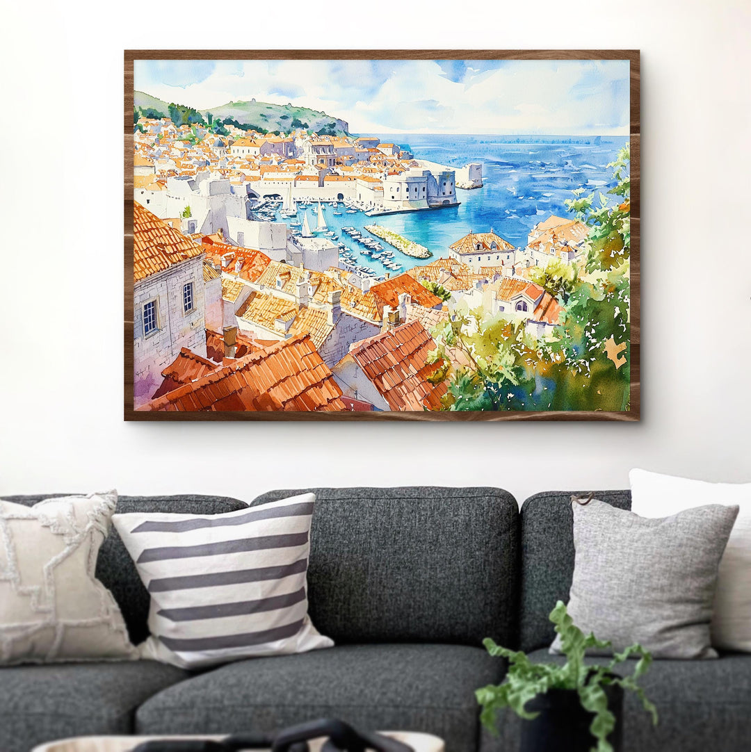 Dubrovnik Watercolor Poster Old City Wall Art Croatia Travel Print Home Decor Gift for Art and Europe Lovers