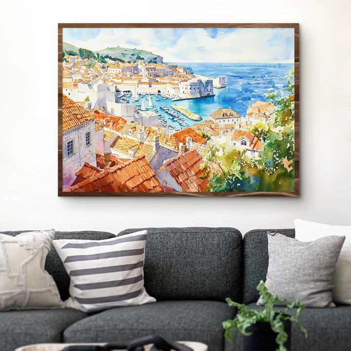 Dubrovnik Watercolor Poster Old City Wall Art Croatia Travel Print Home Decor Gift for Art and Europe Lovers