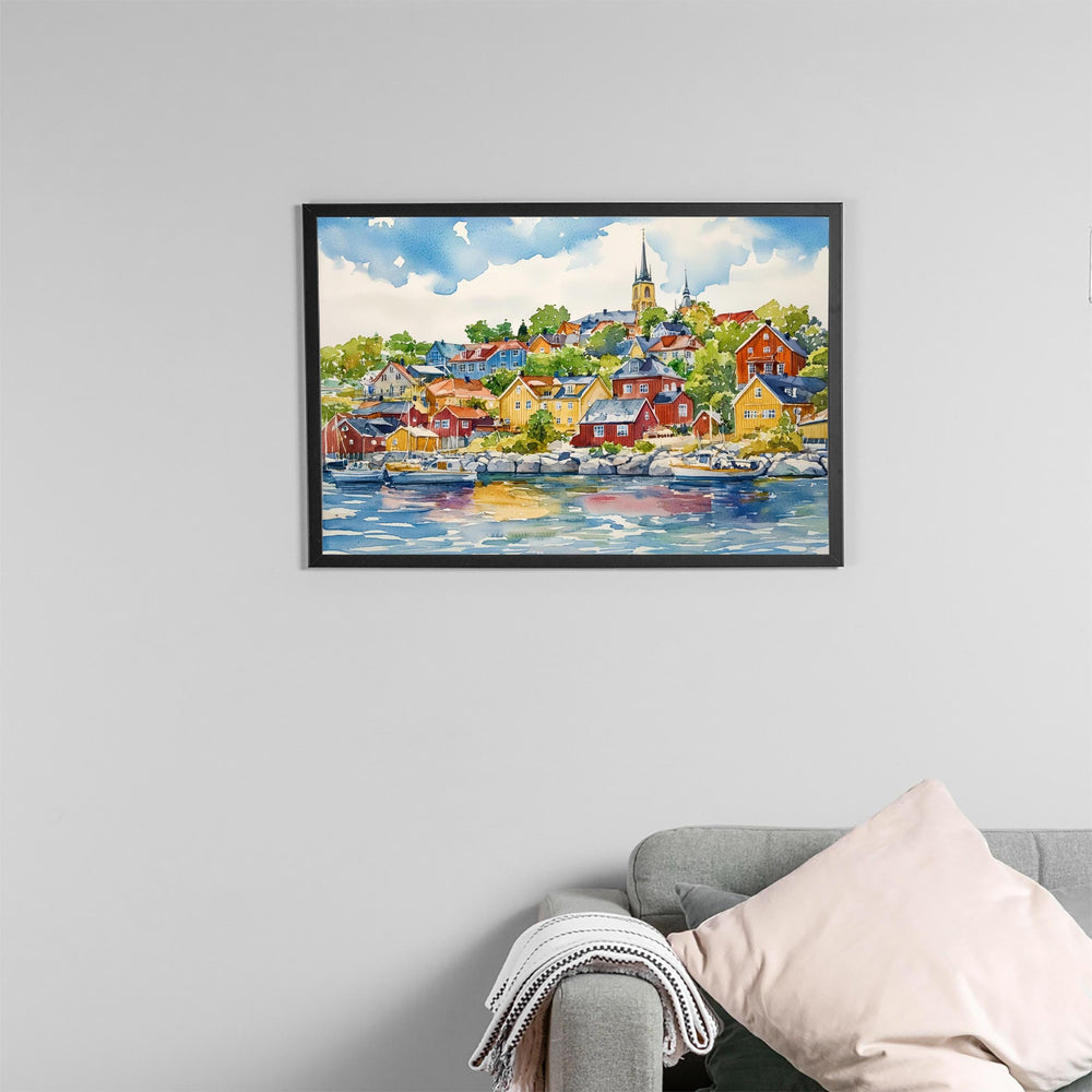 Oslo watercolor poster Wall Art Oslo Wall Hanging Home Décor Oslo Gift Art Lovers Norway Wall Art