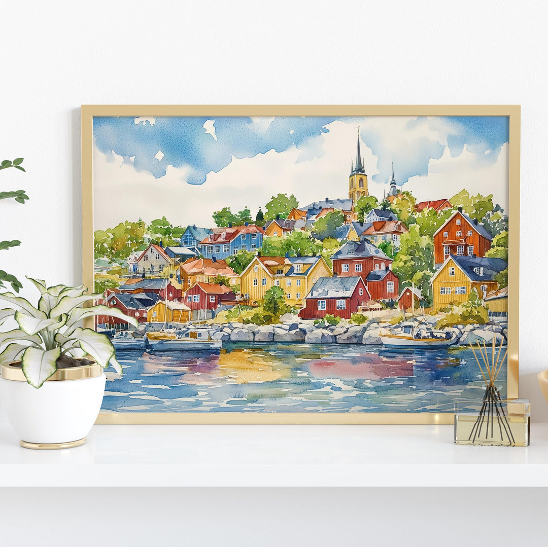 Oslo watercolor poster Wall Art Oslo Wall Hanging Home Décor Oslo Gift Art Lovers Norway Wall Art