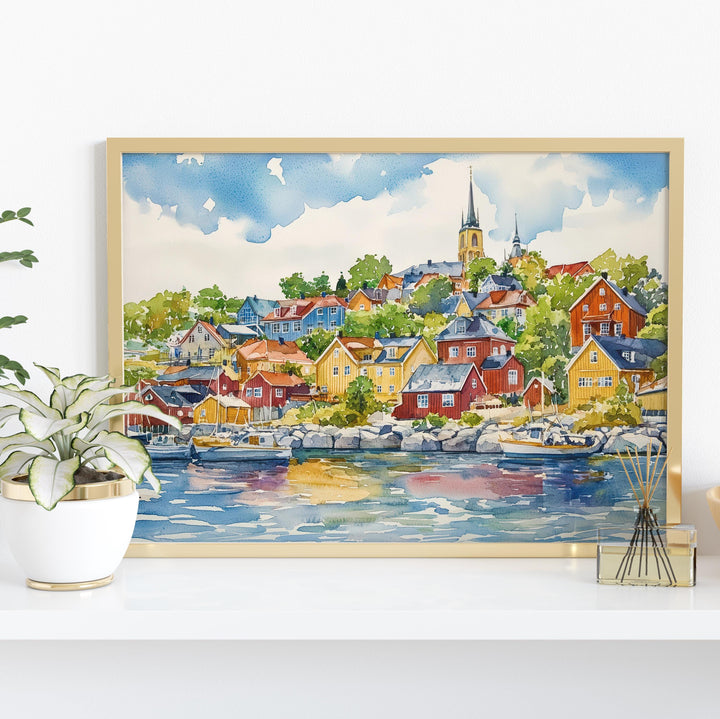 Oslo watercolor poster Wall Art Oslo Wall Hanging Home Décor Oslo Gift Art Lovers Norway Wall Art