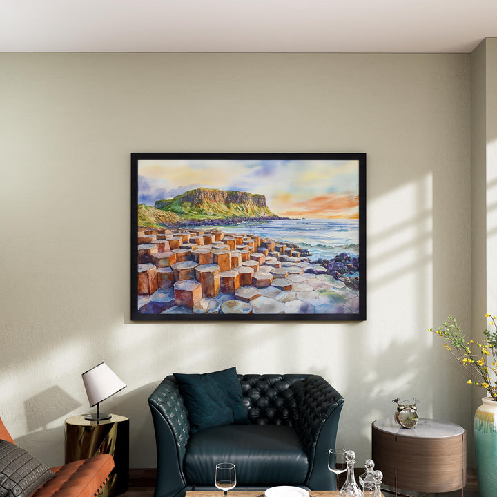 Giants Causeway watercolor poster Wall Art Giants Causeway Wall Hanging Home Décor Giants Causeway Gift Art Lovers Ireland Wall Art