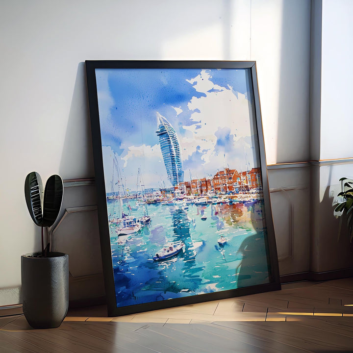 Portsmouth Watercolor Poster Wall Art Portsmouth Wall Hanging Home Décor Portsmouth Gift Art Lovers United Kingdom Wall Art