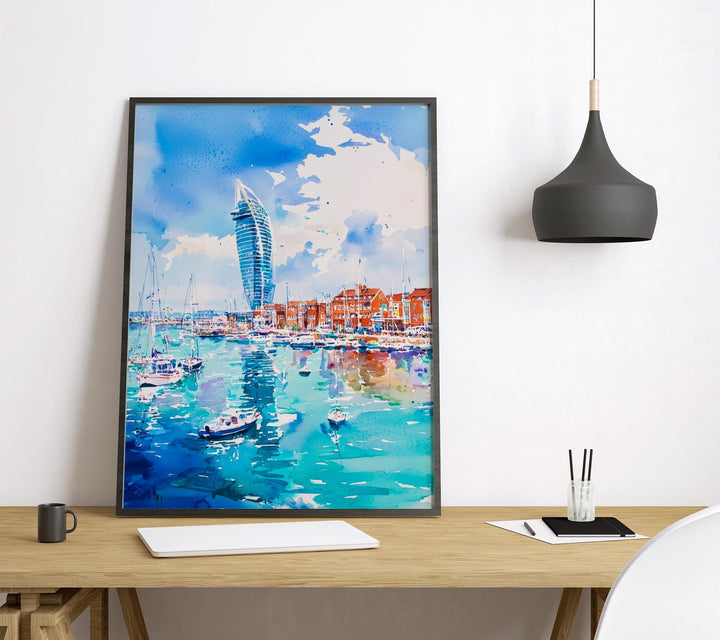 Portsmouth Watercolor Poster Wall Art Portsmouth Wall Hanging Home Décor Portsmouth Gift Art Lovers United Kingdom Wall Art