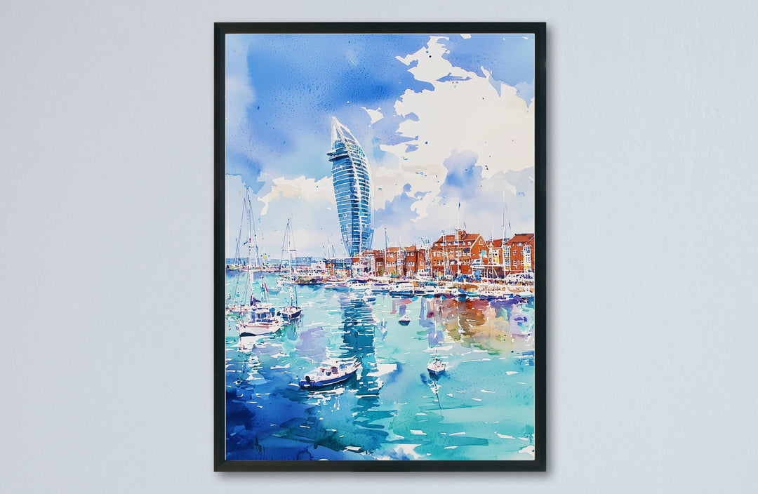 Portsmouth Watercolor Poster Wall Art Portsmouth Wall Hanging Home Décor Portsmouth Gift Art Lovers United Kingdom Wall Art