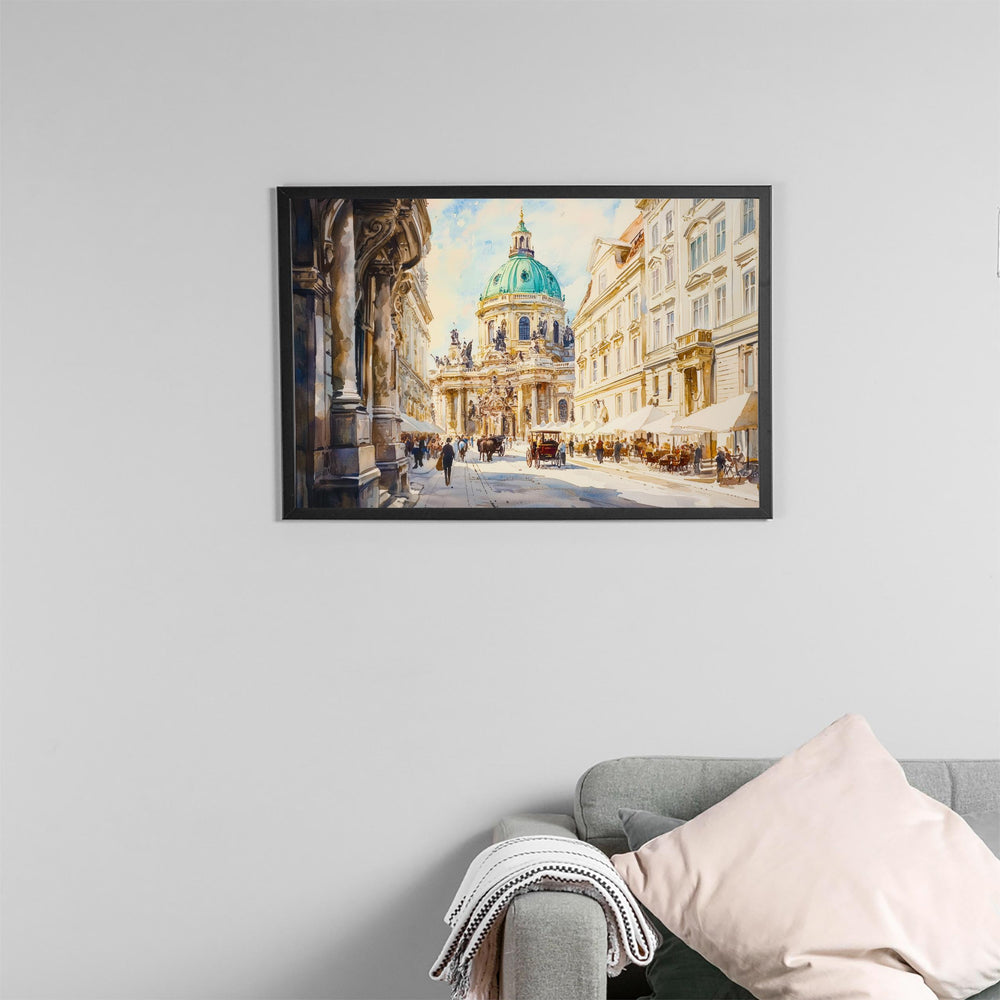 Vienna Austria Watercolor Poster Vienna Travel Print Cityscape Painting European Wall Art Historic Architecture Decor Souvenir