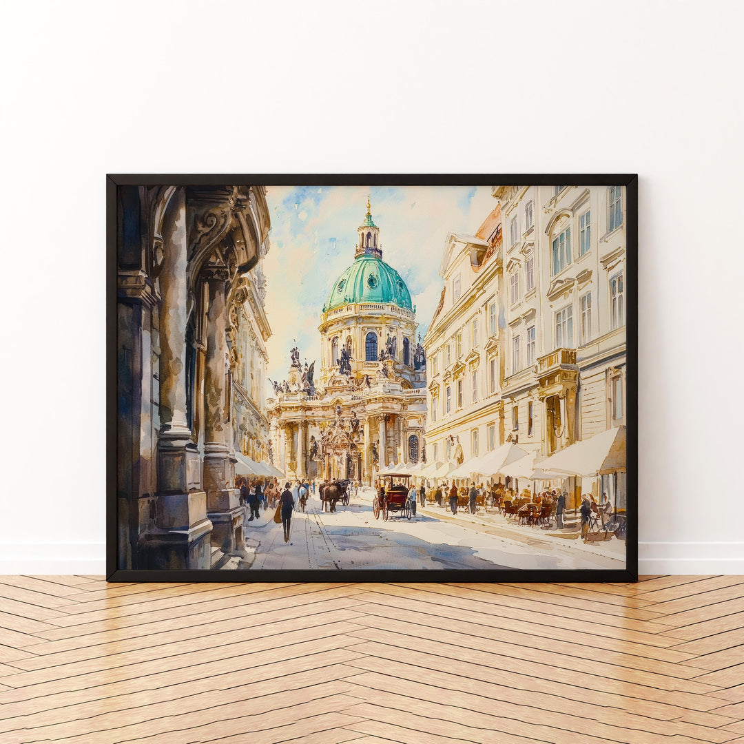 Vienna Austria Watercolor Poster Vienna Travel Print Cityscape Painting European Wall Art Historic Architecture Decor Souvenir