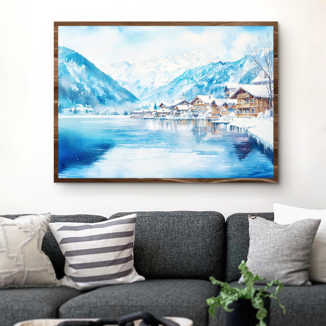 Zell am See Austria Watercolor Poster Zell am See Travel Print Lake Painting Alpine Landscape Wall Art Europe Souvenir