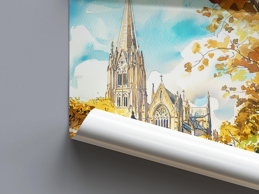 Salisbury Watercolor Poster Wall Art Salisbury Wall Hanging Home Décor Salisbury Gift Art Lovers Wiltshire Art Lover Gift