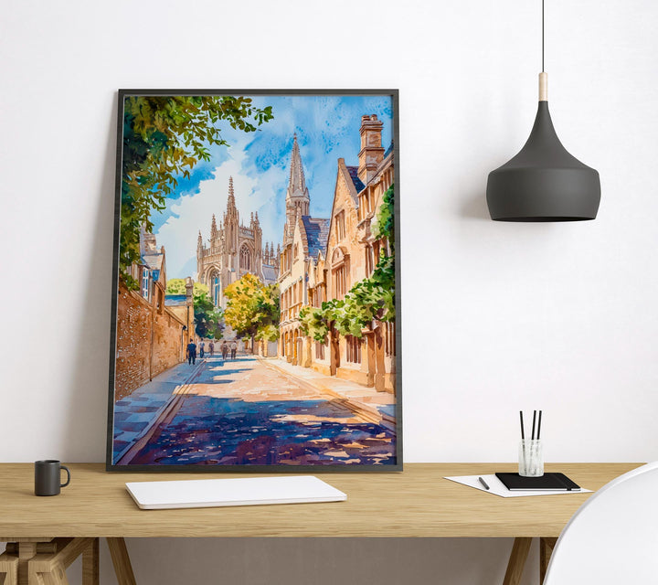 Cambridge watercolor poster Wall Art Cambridge Wall Hanging Home Décor Cambridge Gift Art Lovers England Wall Art