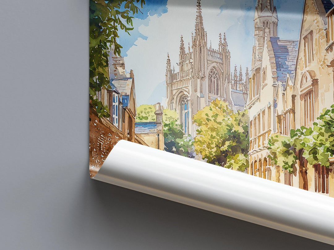 Cambridge watercolor poster Wall Art Cambridge Wall Hanging Home Décor Cambridge Gift Art Lovers England Wall Art