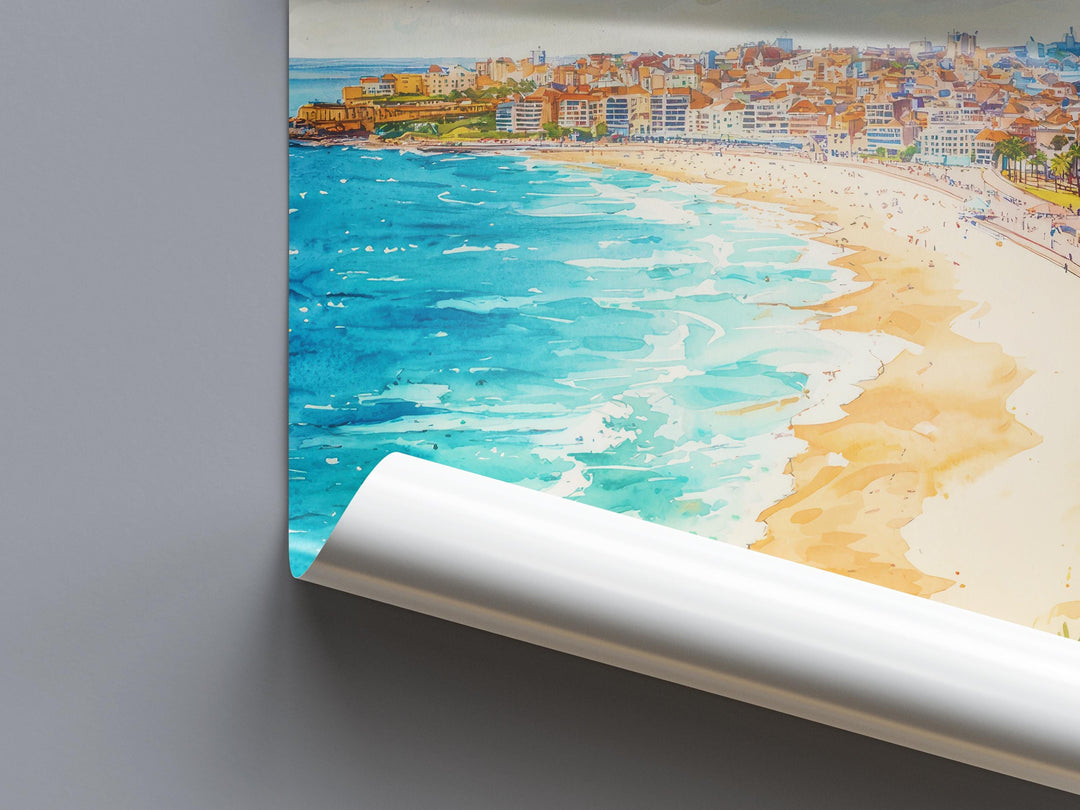 Bondi Beach watercolor poster Wall Art Bondi Beach Wall Hanging Home Décor Bondi Beach Gift Art Lovers Australia Wall Art