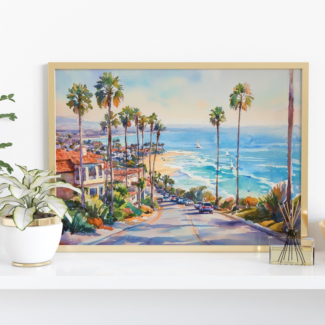 Newport Beach California Watercolor Poster Newport Travel Print Coastal City Painting Ocean Wall Art USA Decor Souvenir