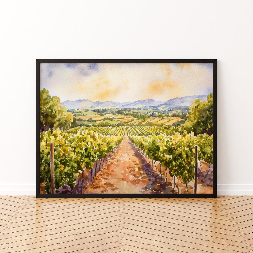 Napa Valley California Watercolor Poster Napa Travel Print Vineyard Painting Wine Country Wall Art USA Decor Souvenir