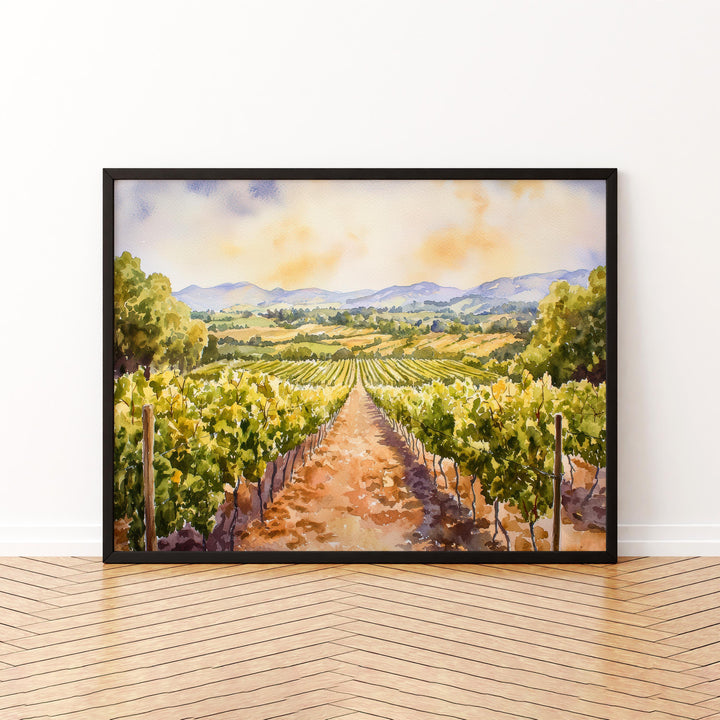 Napa Valley California Watercolor Poster Napa Travel Print Vineyard Painting Wine Country Wall Art USA Decor Souvenir