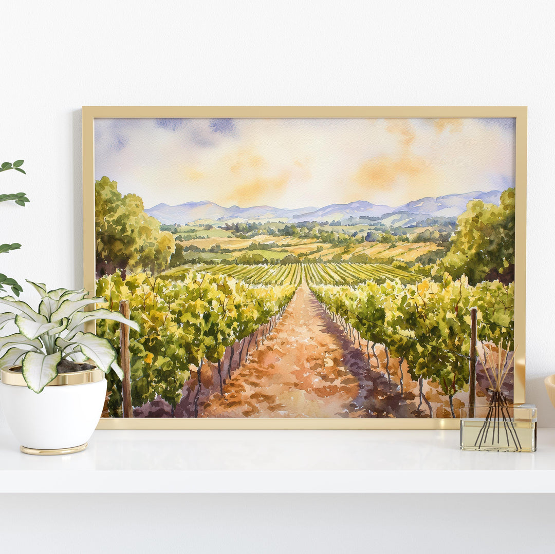 Napa Valley California Watercolor Poster Napa Travel Print Vineyard Painting Wine Country Wall Art USA Decor Souvenir