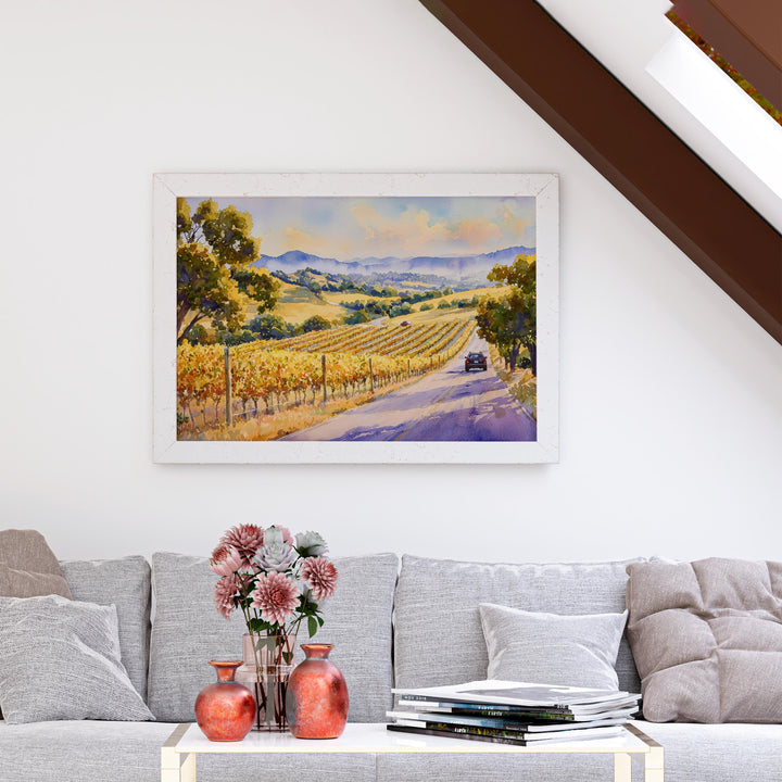 Napa Valley California Watercolor Poster Napa Travel Print Vineyard Painting Wine Country Wall Art USA Decor Souvenir