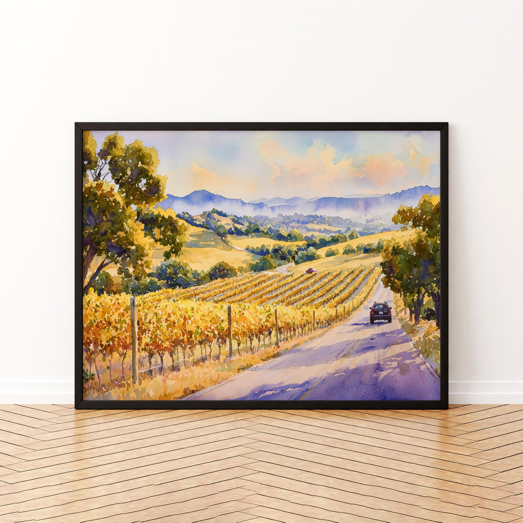 Napa Valley California Watercolor Poster Napa Travel Print Vineyard Painting Wine Country Wall Art USA Decor Souvenir