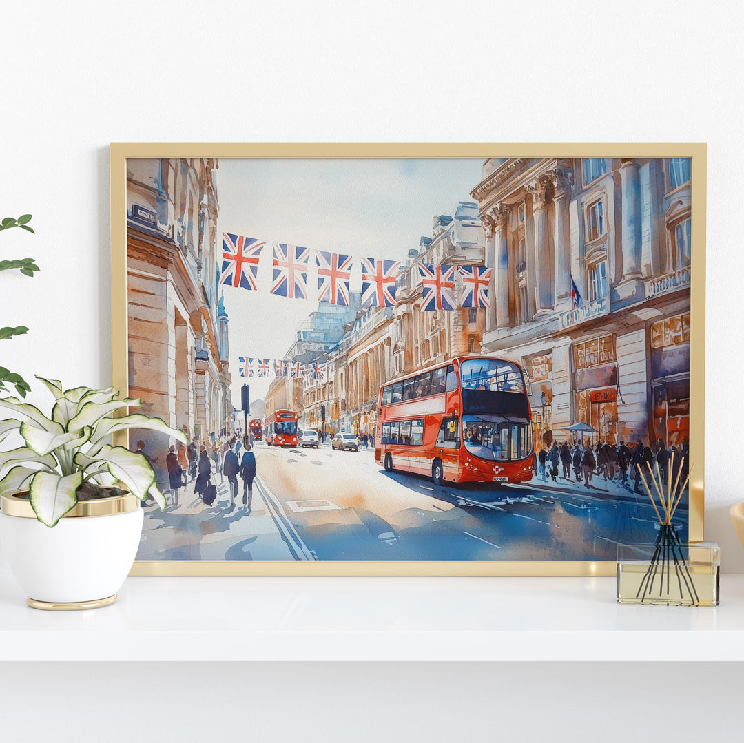 Regent Street London Watercolor Poster London Travel Print City Street Painting Architecture Wall Art UK Decor Souvenir