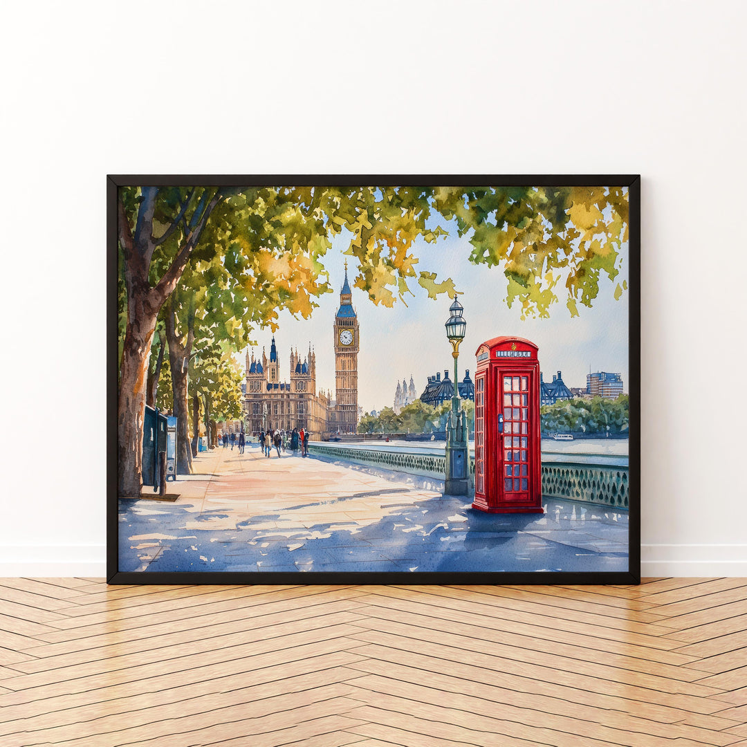London England Watercolor Poster London Travel Print City Skyline Painting Landmark Wall Art UK Decor Souvenir