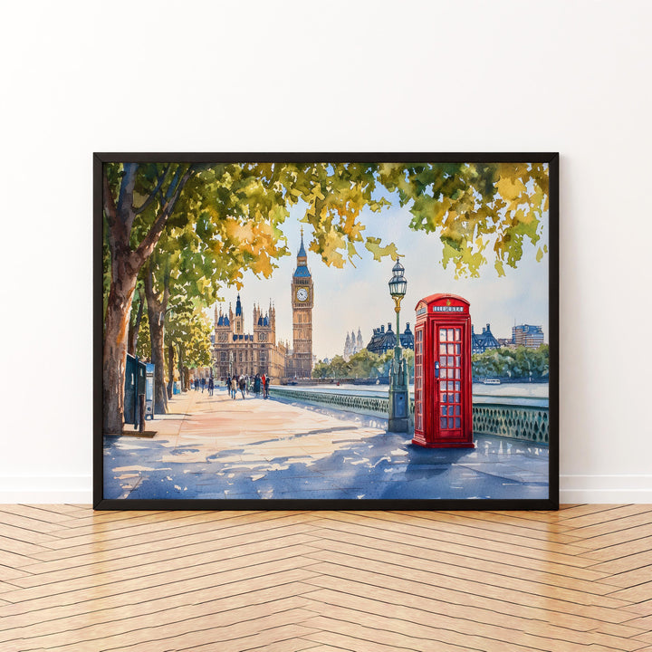 London England Watercolor Poster London Travel Print City Skyline Painting Landmark Wall Art UK Decor Souvenir