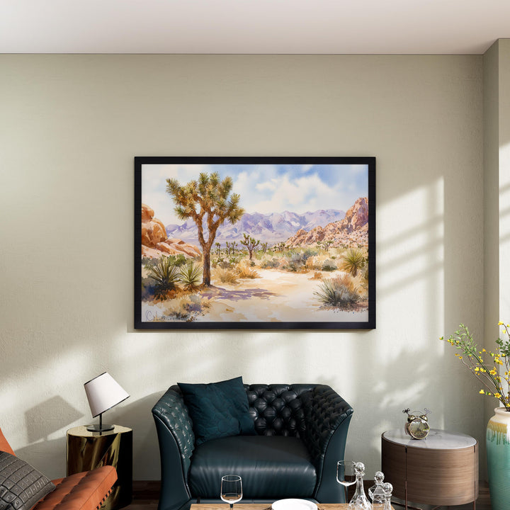 Joshua Tree California Watercolor Poster Joshua Tree Travel Print Desert Landscape Painting Nature Wall Art USA Souvenir