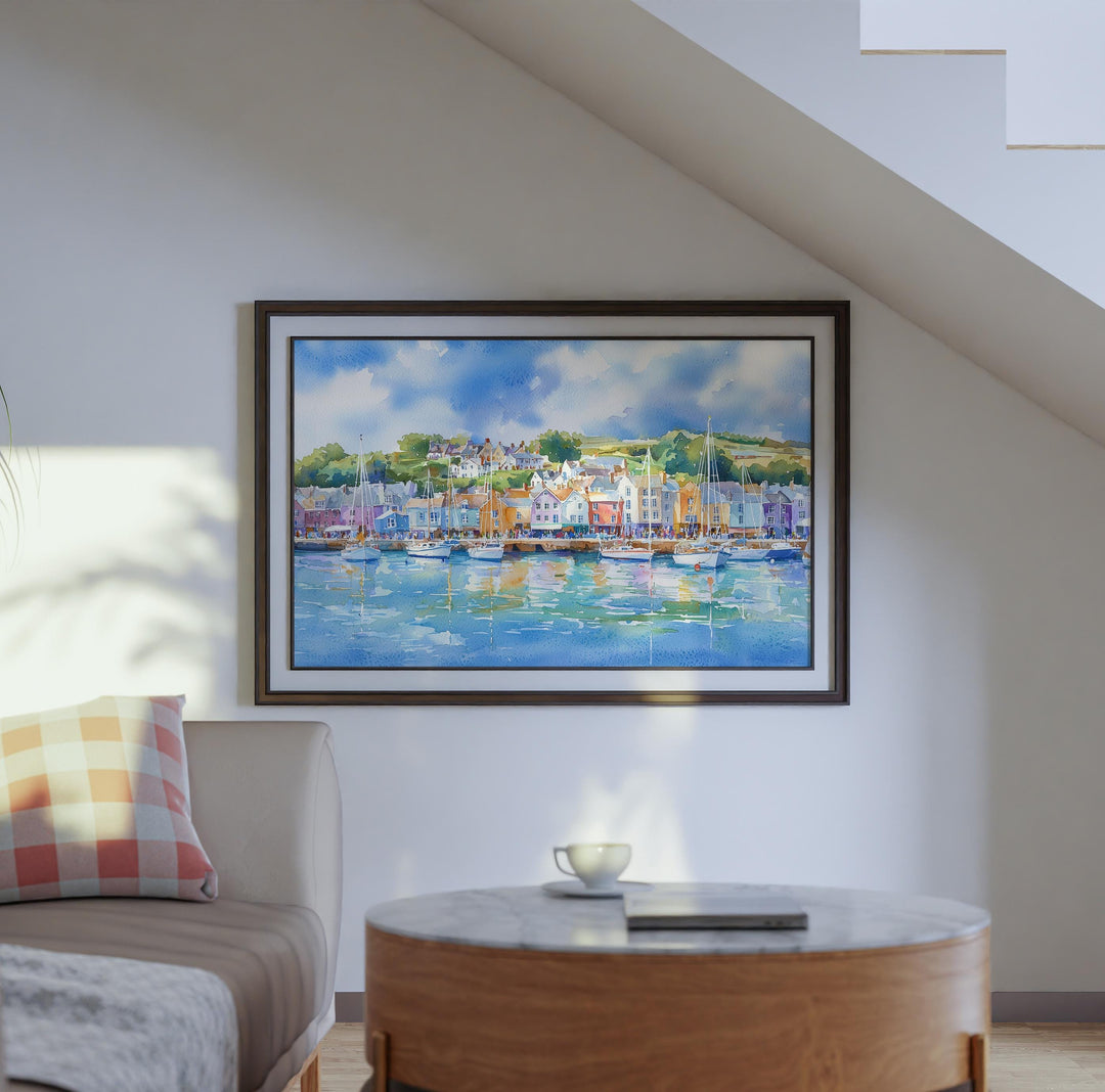 Falmouth Cornwall Watercolor Poster Falmouth Travel Print Harbour Town Painting Seaside Wall Art UK Coastal Decor Souvenir