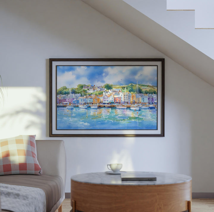 Falmouth Cornwall Watercolor Poster Falmouth Travel Print Harbour Town Painting Seaside Wall Art UK Coastal Decor Souvenir