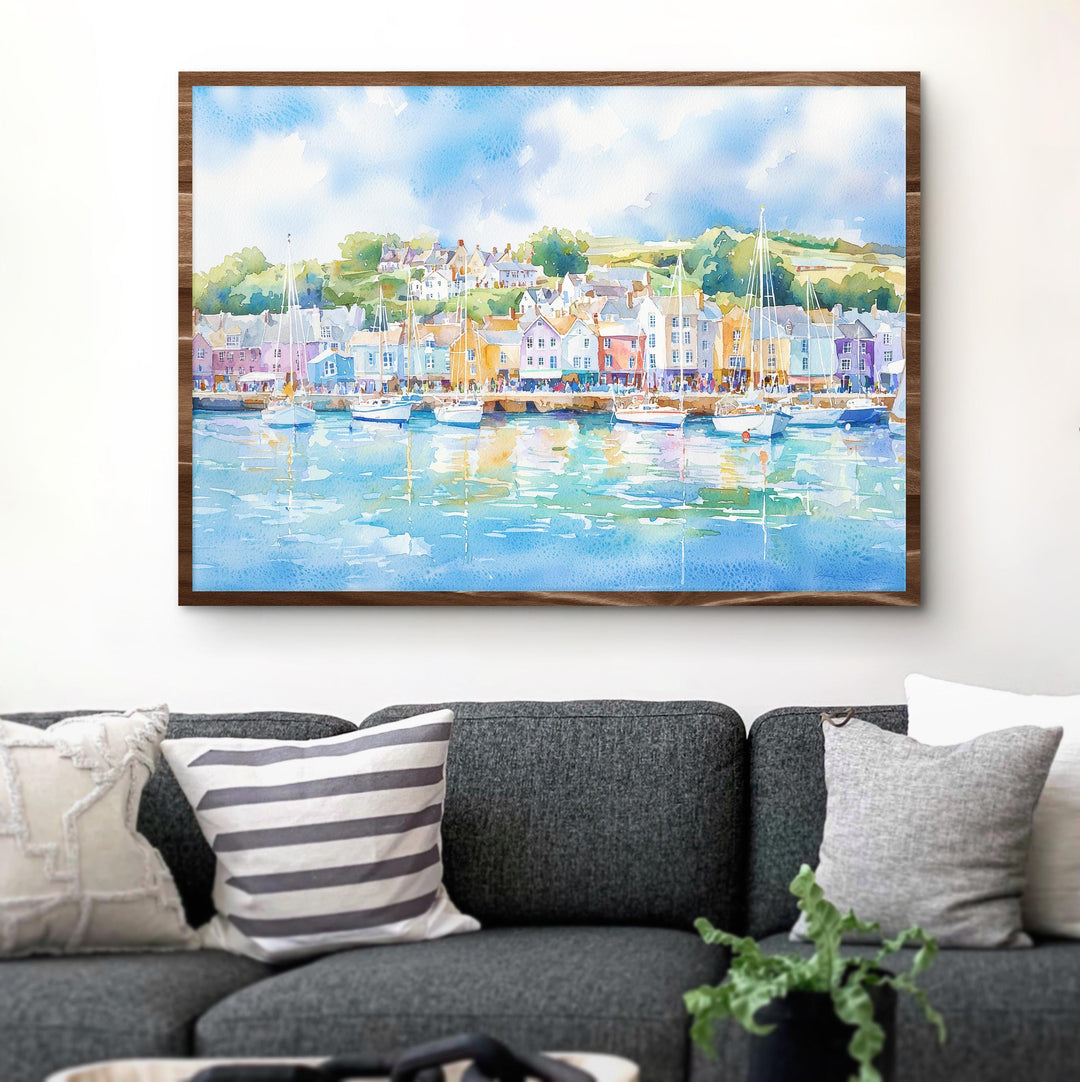 Falmouth Cornwall Watercolor Poster Falmouth Travel Print Harbour Town Painting Seaside Wall Art UK Coastal Decor Souvenir